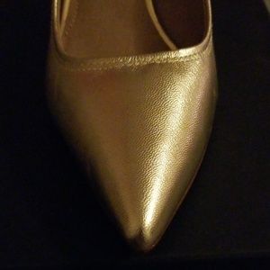 Gold Leather Pumps- Tahari